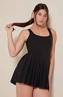 PAC 1980 WHISPER Active Pleated Drop V Waist Mini Dress