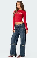 Edikted Slitted Distressed Low Rise Jeans