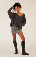 LA Hearts Ginger Fuzzy Knit V-Neck Sweater