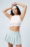 Pacsun Eco Light Indigo Mid Rise Pleated Denim Mini Skirt