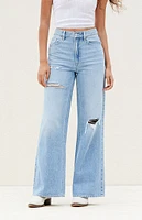 PacSun Medium Indigo Ripped Wide Leg Jeans