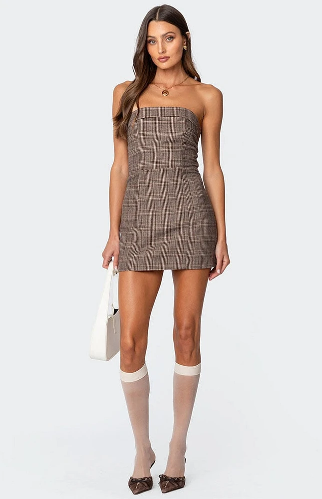 Edikted Boss Mode Plaid Mini Dress