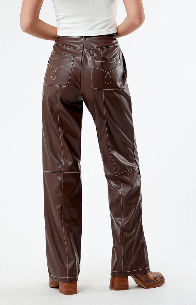 Daisy Street Faux Leather Contrast Trousers