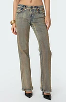 Edikted Boot Cut Low Rise Mud Washed Jeans