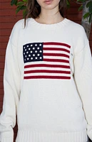 John Galt Cream Flag Crew Neck Sweater