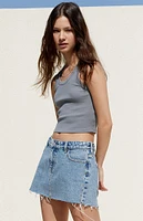 PacSun Medium Indigo Rivet Low Rise Denim Mini Skirt