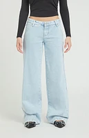 PacSun Casey Light Indigo Button Pocket Low Rise Baggy Jeans