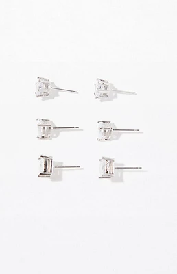 PacSun 3 Pack Faux Diamond Stud Earrings