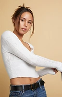 Beverly and Beck Heart Pointelle V-Neck Sweater