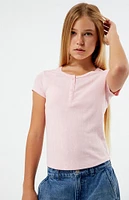 PacSun Kids Light Pink Henley Skimmer Top