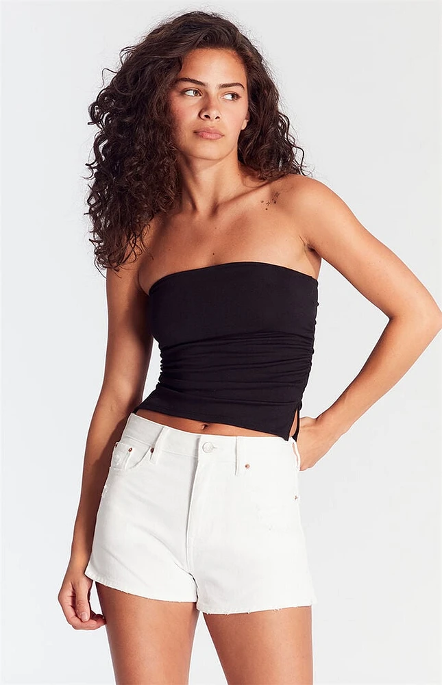 PacSun White Ripped High Waisted Denim Festival Shorts