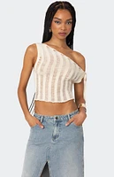 Edikted Tamra Sheer Knit Asymmetric Top