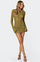 Edikted Back Cut Out Crochet Mini Dress