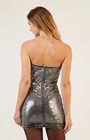 LA Hearts Strapless Sequin Mini Dress