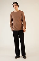 Pacsun Solid Raw Hem Waffle Knit Long Sleeve T-Shirt