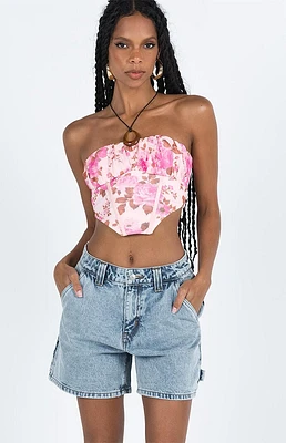 Princess Polly Lou High Waisted Carpenter Denim Shorts