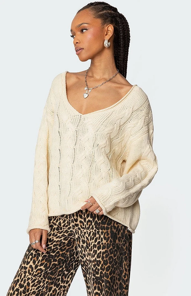 Edikted Inga Oversized Cable Knit Sweater