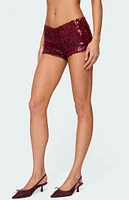 Edikted Clove Low Rise Sequin Micro Shorts