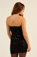 LA Hearts Bow Sequin Strapless Mini Dress