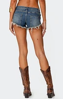 Edikted Studded Low Rise Denim Micro Shorts