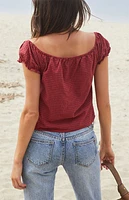 John Galt Red Plaid Clarisse Off-The-Shoulder Top