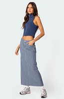 Edikted Railroad Denim Maxi Skirt