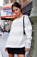 John Galt Gray Striped Brianna Sweater