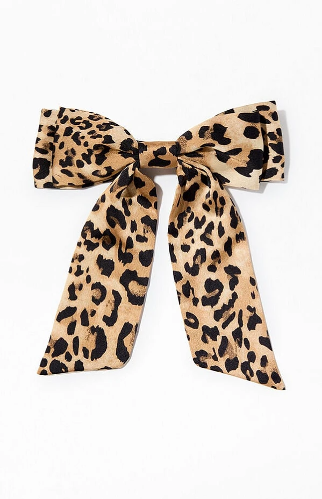 LA Hearts Leopard Double Bow Barrette