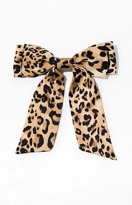 LA Hearts Leopard Double Bow Barrette