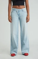 PacSun Casey Light Indigo Asymmetrical Low Rise Baggy Jeans