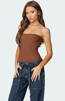 Edikted Loren Strapless Ribbed Bodysuit