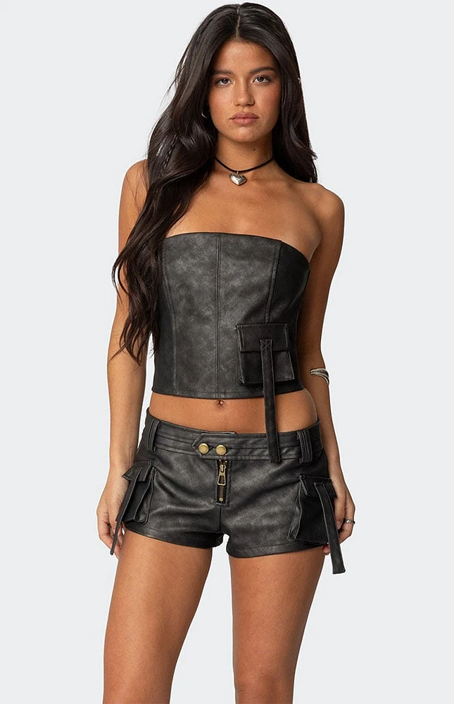 Edikted Ryan Faux Leather Cargo Corset