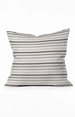 Beige Striped Outdoor Throw Pillow