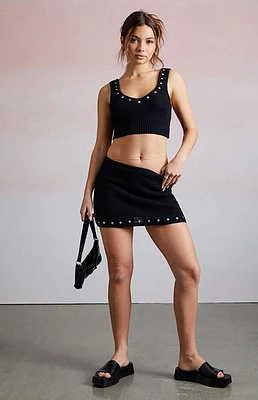 Third Charm Leila Studded Micro Knit Mini Skirt