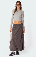 Edikted Bubble Cargo Nylon Maxi Skirt