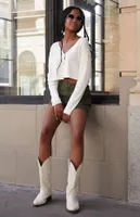 John Galt White Button Up Cardigan