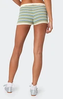 Edikted Scalloped & Striped Knit Shorts