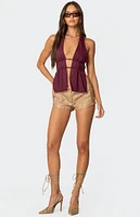 Edikted Nikole Split Front Backless Halter Top