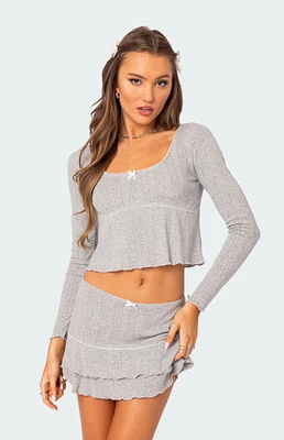 Fig Pointelle Long Sleeve Top