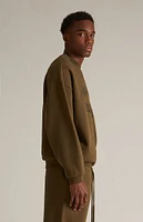 Fear of God Essentials Olive Fleece Crew Neck Sweatshirt