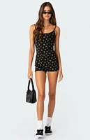 Ditsy Open Back Tie Romper