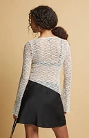 Beverly and Beck Mollie Lace Asymmetrical Long Sleeve Top