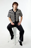 Stripe Open Knit Button Down Shirt