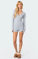 Edikted Fantasy Button Up Ribbed Romper