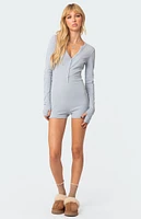 Fantasy Button Up Ribbed Romper