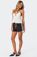 Edikted Remy Bow Ribbon Track Shorts