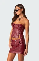 Edikted Sam Faux Leather Zip Corset