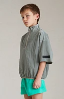 Kids Fear of God Essentials Seal Crinkle Nylon Half Zip Mock Neck Shirt