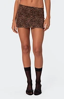 Edikted Edin Leopard Print Mesh Mini Skirt