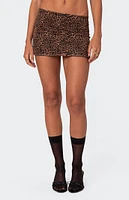 Edikted Edin Leopard Print Mesh Mini Skirt